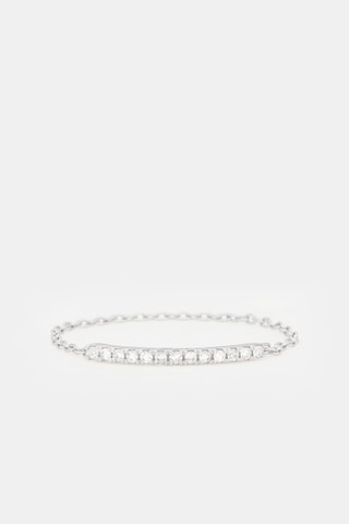 Bague chaîne Barre scintillante   -  Or blanc et diamants
