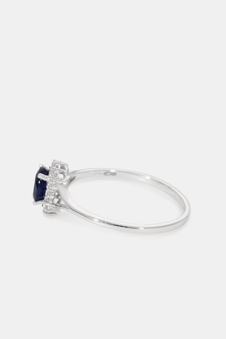 Bague Héra - Or blanc, diamants et saphir