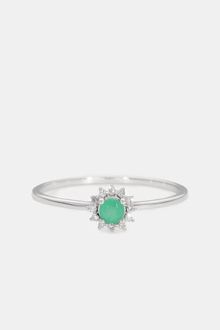 Bague Nandou - Or blanc, diamants et émeraude