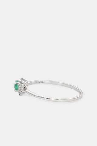 Bague Nandou - Or blanc, diamants et émeraude