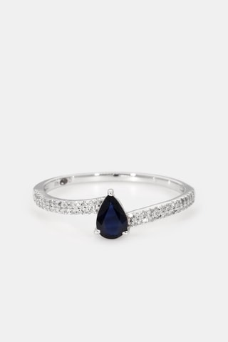 Bague Précieuse - Or blanc, diamants et saphir