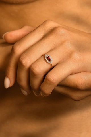 Bague Isaline - Or jaune, diamants et grenat