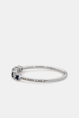 Bague Synéco - Or blanc diamants et saphirs