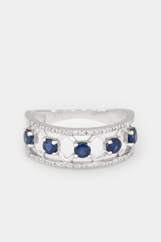 Bague Lady Blue - Or blanc, diamants et saphirs