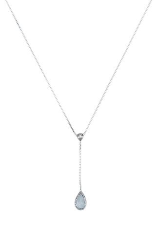 Collier Goutte d'Azur - Or blanc et topaze