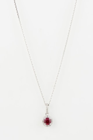 Pendentif Rond de Rubis - 
Or blanc, diamants et rubis