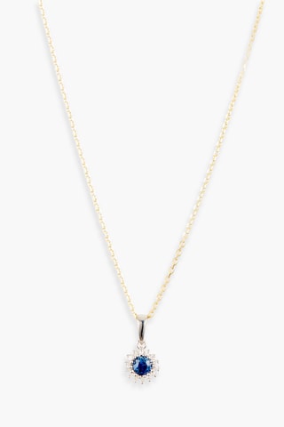 Pendentif Marguerite - Or blanc, diamants et saphir