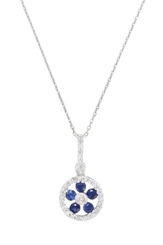 Pendentif Courtney - Or blanc, diamants et saphirs