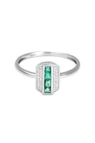 Bague Katell - Or blanc, diamants et émeraudes