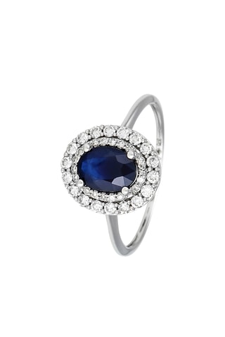 Bague Glénan - Or blanc, diamants et saphir