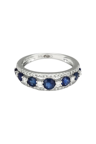 Bague Couronne de Saphir - Or blanc, diamants et saphirs