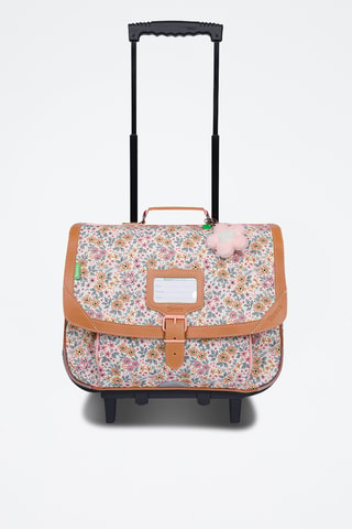 Cartable à roulettes Héloïse - Marron clair et rose