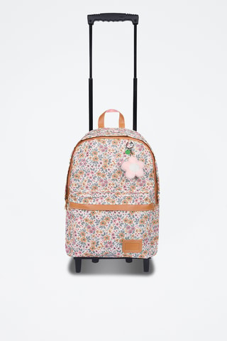 Sac à dos à roulettes Héloïse - Marron clair et rose