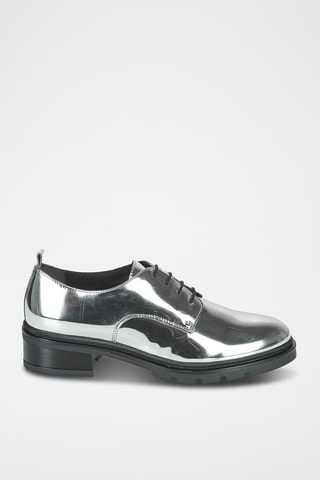 Derbies de piel de tacón - Plateado