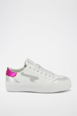 Tenis con plataforma Cyndia - Blanco y rosa