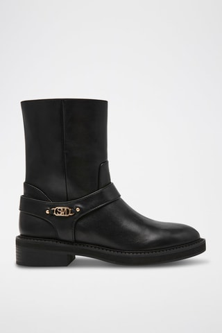 Botines de piel Loophole - Negro y dorado