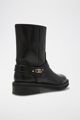 Botines de piel Loophole - Negro y dorado
