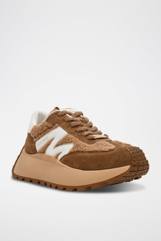 Zapatillas de piel con plataforma Supercampo-F - Marrón