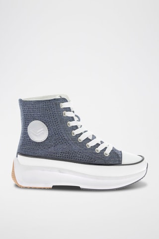 Zapatillas altas con plataforma Christa Denim-strass - Azul