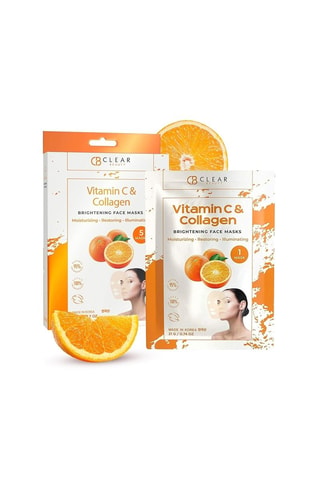 5 Maschere in Tessuto Clear Beauty Splendore Vitamina C & Collagene - Tutti i tipi di pelle - 5 x 105 g