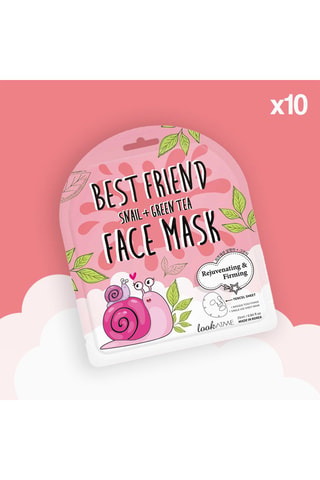 10 masques en tissu à la bave d'escargot et thé vert - 10 x 25 ml