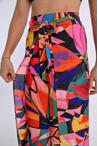 Pantalón de tiro alto - Rojo y naranja