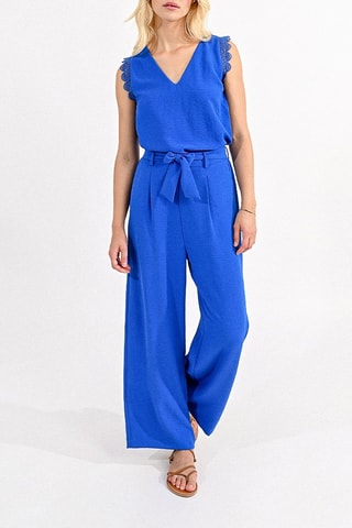 Pantalon taille haute - Bleu cobalt