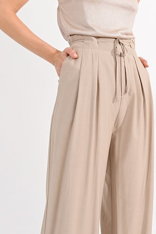 Pantalon taille haute - Beige