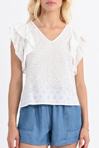 Top en broderie anglaise - Blanc