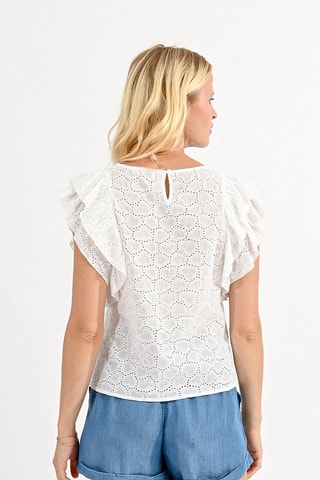 Top en broderie anglaise - Blanc