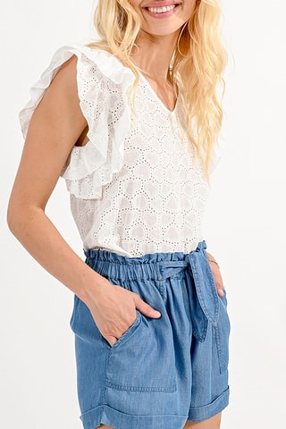 Top en broderie anglaise - Blanc