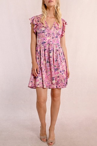 Vestido evasé - Rosa y azul marino