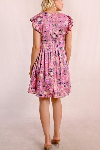 Vestido evasé - Rosa y azul marino