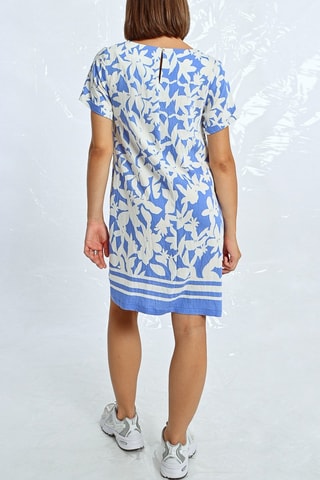 Vestido recto - Blanco y azul cobalto
