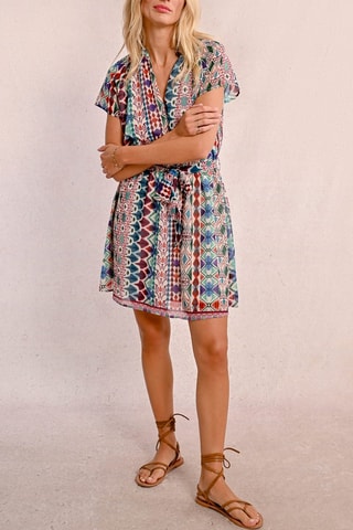 Vestido recto - Verde y violeta