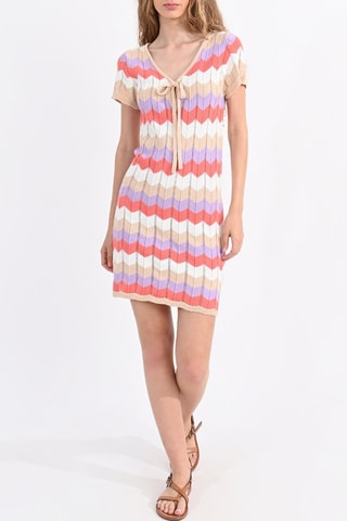 Vestido recto - Crudo y beige