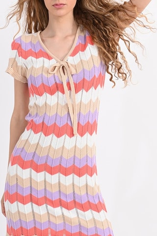 Vestido recto - Crudo y beige