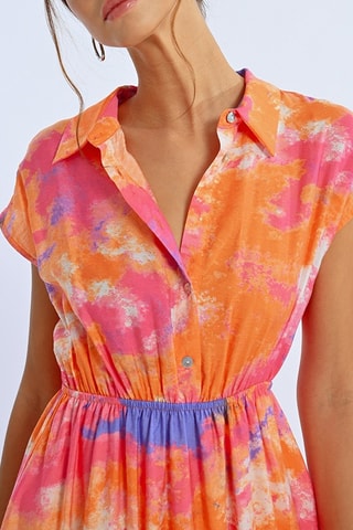 Vestido evasé - Naranja y rosa
