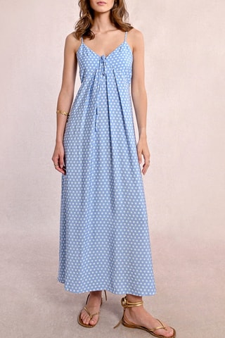 Vestido largo - Azul claro y blanco