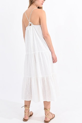 Vestido midi de bordado inglés - Blanco
