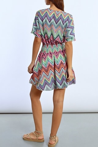 Vestido evasé - Rosa y verde