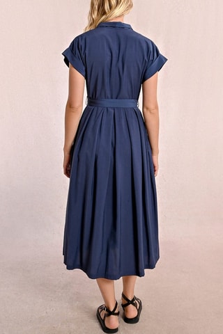 Vestido plisado - Azul marino