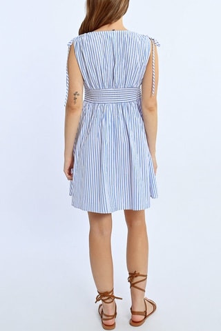 Vestido evasé - Azul claro y blanco