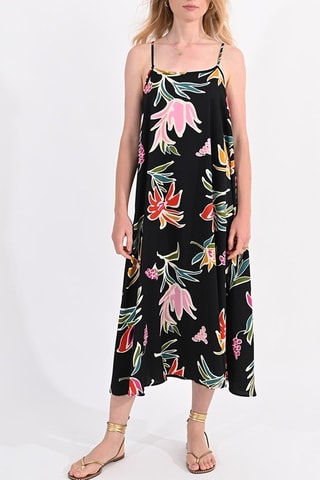 Vestido trapecio - Negro y rosa