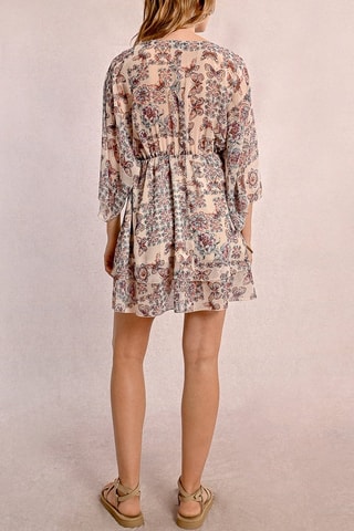 Vestido evasé - Beige y marrón
