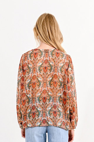 Blouse - Camel et blanc