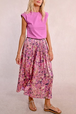 Falda larga de talle alto - Rosa