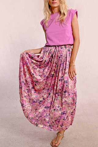 Falda larga de talle alto - Rosa