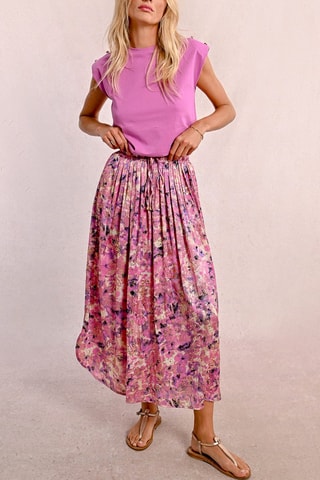 Falda larga de talle alto - Rosa