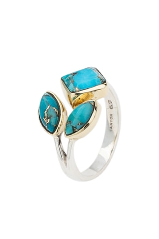 Anillo - Plata y turquesas cobrizas